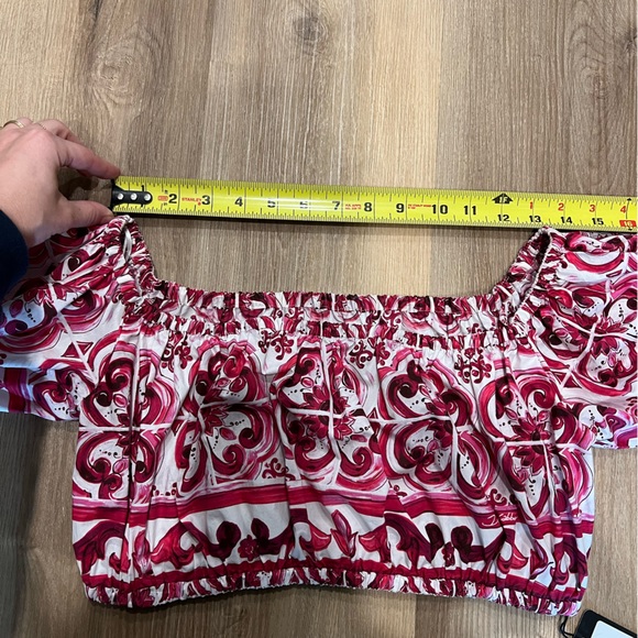 Dolce&Gabbana Tile Print Cotton Crop Top (IT40) - Picture 13 of 15